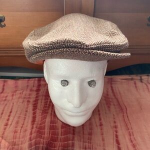 Stylish Herringbone Italian Wool Flat Cap-Large
